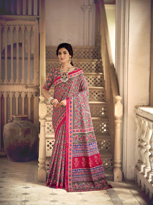 SoshrepCreation Printed Bandhani Pure Cotton Saree(Multicolor)