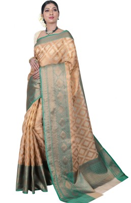 creative impression Woven Banarasi Art Silk, Chanderi Saree(Gold, Brown, Light Green)