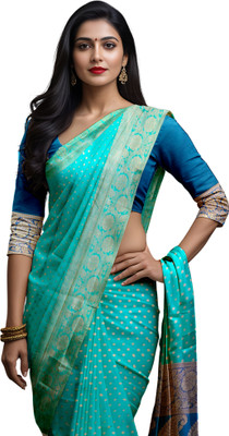 Torakon Woven Banarasi Art Silk Saree(Blue)