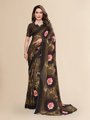 Moda Rapido Floral Print Daily Wear Georgette Saree(Green)