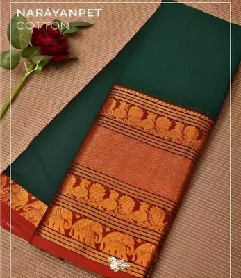 Gajal Self Design Kanjivaram Art Silk, Pure Silk Saree(Green)