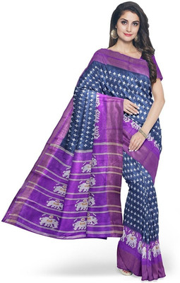 Moda Rapido Printed Kanjivaram Cotton Blend Saree(Grey)