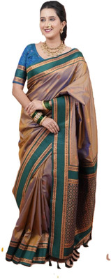 AVINASHI Floral Print Bollywood Jacquard, Silk Blend Saree(Multicolor)