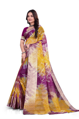 Aarunika MT Printed Bollywood Organza Saree(Magenta)