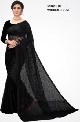 Silkbazar Embroidered Bollywood Net Saree(Black)