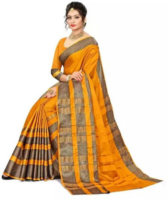 HITESH ENTERPRISE Woven Daily Wear Cotton Silk Saree(Yellow)