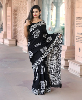 NIKHILAM Printed Handloom Pure Cotton Saree(Multicolor)