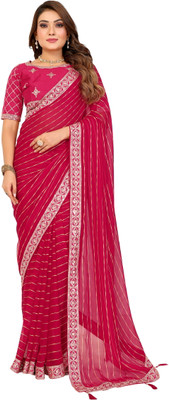 Shubh Mangalam Creation Embroidered Bollywood Georgette Saree(Pink)