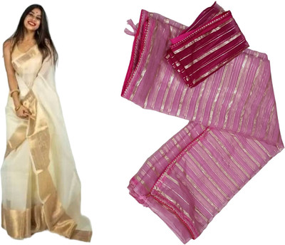 Kavita Creation Self Design Bollywood Organza Saree(Pack of 2, Multicolor)
