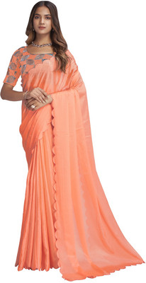 Apnisha Solid/Plain Bollywood Chiffon Saree(Orange)