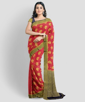 Hmb Self Design Bollywood Crepe Saree(Red)