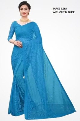 Suali Embroidered Bollywood Net Saree(Light Blue)