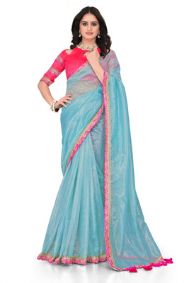 Brahmani Creation Printed Daily Wear Georgette Saree(Blue)