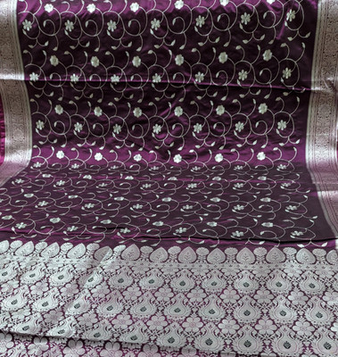Sahiba Sarees Woven Banarasi Jacquard Saree(Purple, Silver)