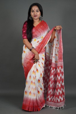 Dixon Printed, Self Design, Solid/Plain, Woven Hand Batik Pure Cotton Saree(Red)