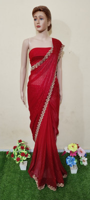 BRIJSHREYAFASHION Embellished Bollywood Pure Silk Saree(Red)