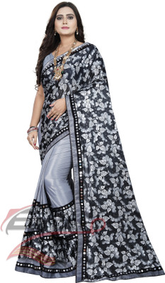 ENCLIQ Embellished Bollywood Lycra Blend Saree(Grey)