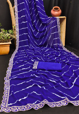 ASTEYAM Printed Daily Wear Georgette Saree(Blue)