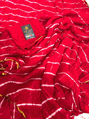 HouseOfCommon Dyed Bollywood Chiffon Saree(Red)