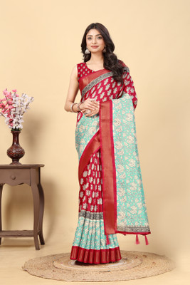 AA ONE ENTERPRISE Printed Bollywood Cotton Silk Saree(Red)
