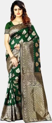 Nirjara Creation Woven Banarasi Jacquard Saree(Green)