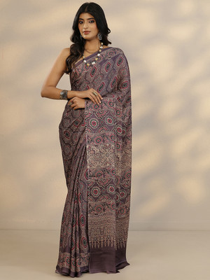 LIBAS Printed Daily Wear Satin Saree(Multicolor)