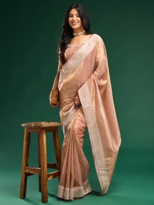 KASEE Embroidered Bollywood Organza Saree(Cream)