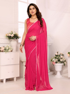UDANI ENTERPRISE Solid/Plain Bollywood Georgette Saree(Pink)