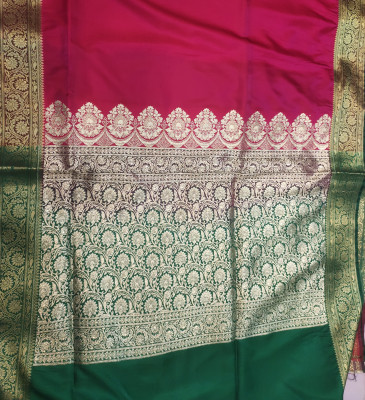 Aaradhya Creation Solid/Plain Banarasi Nylon Saree(Pink)