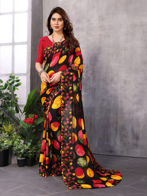 AAI LAXMI CREATION Digital Print, Printed Daily Wear Georgette Saree(Red)