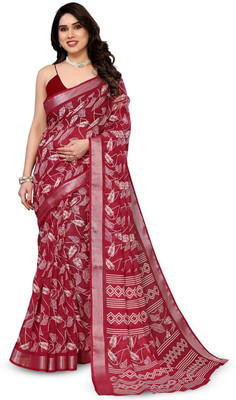 Moda Rapido Printed Bollywood Linen Saree(Maroon)