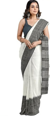 BRISHTI CREATION Woven Handloom Cotton Blend Saree(Black)