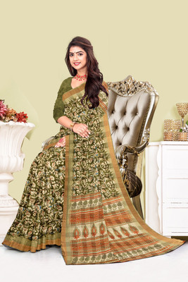 nirmal creation Printed Daily Wear Linen Saree(Multicolor)
