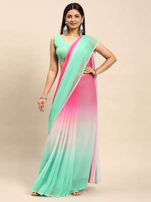 KASEE Solid/Plain, Self Design Bollywood Georgette Saree(Multicolor)