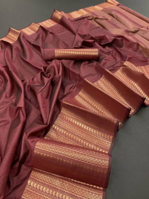 GEETABA FASHION Woven Dharmavaram Silk Blend Saree(Pink)