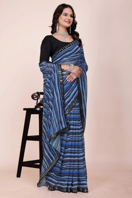 NESHVI ENTERPRISE Striped Bollywood Georgette Saree(Multicolor)