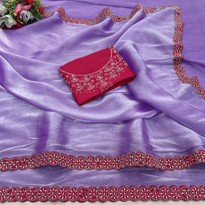 JENNYFEB Solid/Plain Bollywood Art Silk Saree(Purple)