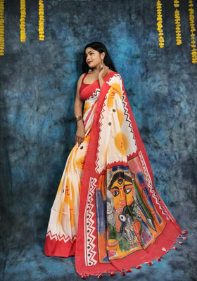 Rnn Saree Digital Print Handloom Pure Cotton Saree(Multicolor)
