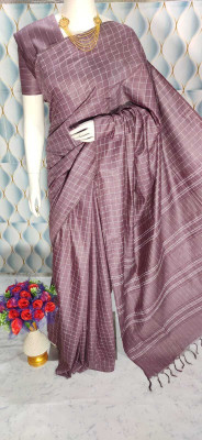 A R HANDLOOM Solid/Plain Bollywood Viscose Rayon, Silk Blend Saree(Purple)