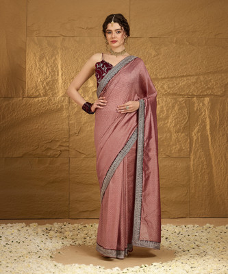 Sareemall Embroidered Bollywood Silk Blend Saree(Brown)