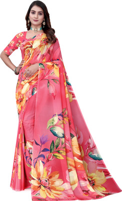 Pemal Designer Digital Print Bollywood Georgette Saree(Pink)