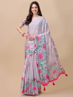 RekhaManiyar Printed Bollywood Chiffon Saree(Purple)