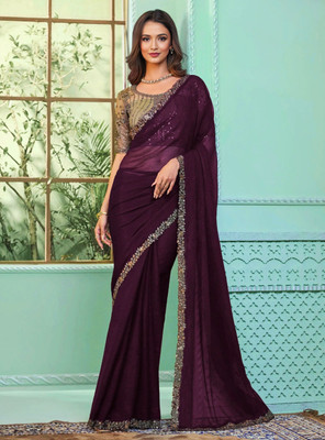 Anjani Textile Embroidered Daily Wear Chiffon Saree(Purple)