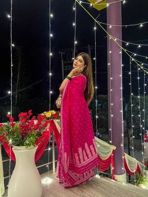 BHAGVATITEXTILE Woven Mekhela Chador Pure Silk Saree(Pink)