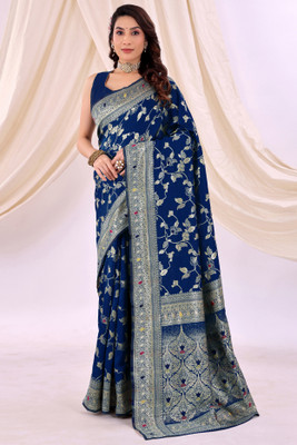 Saadhvi Woven Kanjivaram Art Silk Saree(Dark Blue)