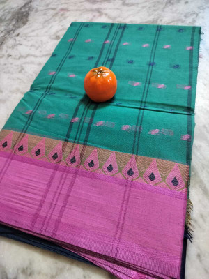 HARE KRISHNA ENTERPRISE Self Design Tant Pure Cotton Saree(Pink)