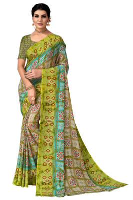 maayro Printed Patola Georgette Saree(Multicolor)