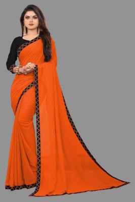 STAYLISHENTERPRISE Self Design Daily Wear Georgette Saree(Orange)