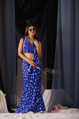 Disha Fashion Printed Bollywood Georgette Saree(Blue)