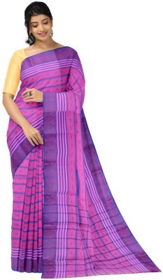 Piyafashion Woven Tant Pure Cotton Saree(Pink, Purple)